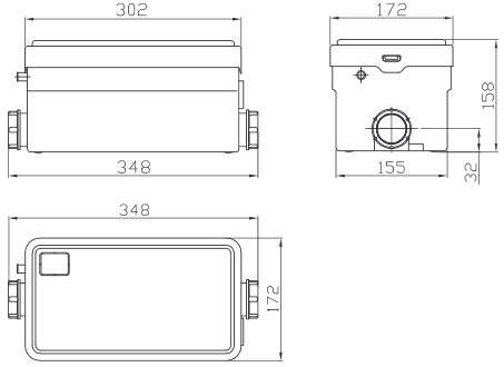 Размеры насоса для душа Jemix STP-250