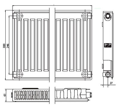 Kermi FKO 11 300х2000 панельный радиатор с боковым подключением