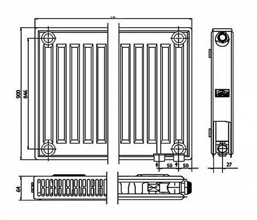 Kermi FTV 12 900x2000 панельный радиатор с нижним подключением