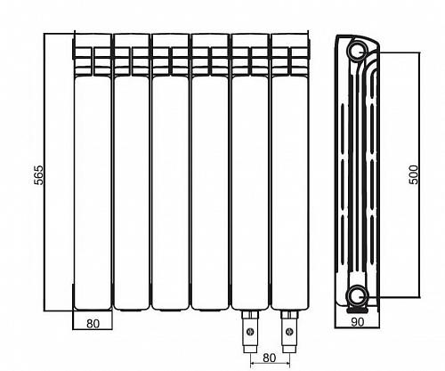 Rifar Alum Ventil 500 - 17 секции алюминиевый радиатор с нижним правым подключением