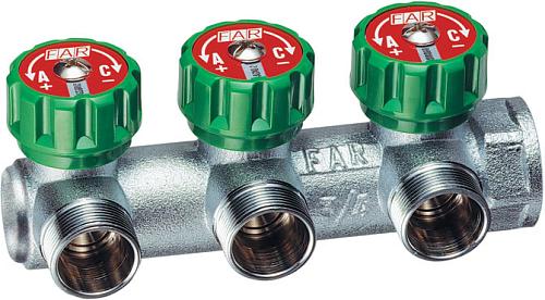 Far Регулируемый коллектор 3/4" с 3 отв. М24х19, концевой