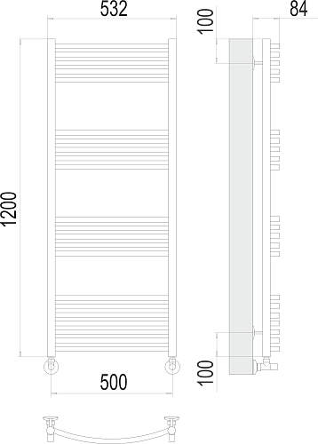 Terminus Классик П22 500х1200 Водяной полотенцесушитель 