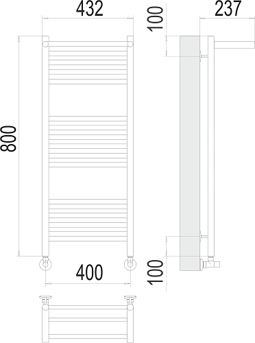 Terminus Аврора П16 400х800 Водяной полотенцесушитель 