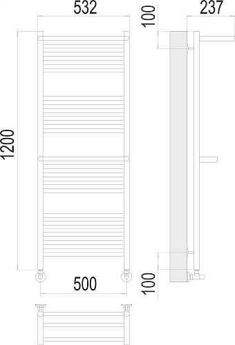 Terminus Аврора с 2-мя/п П22 500х1200 Водяной полотенцесушитель 