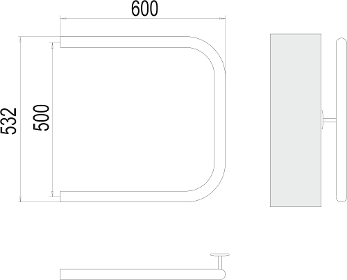 Terminus П-образной формы 1" 500х600 Водяной полотенцесушитель 
