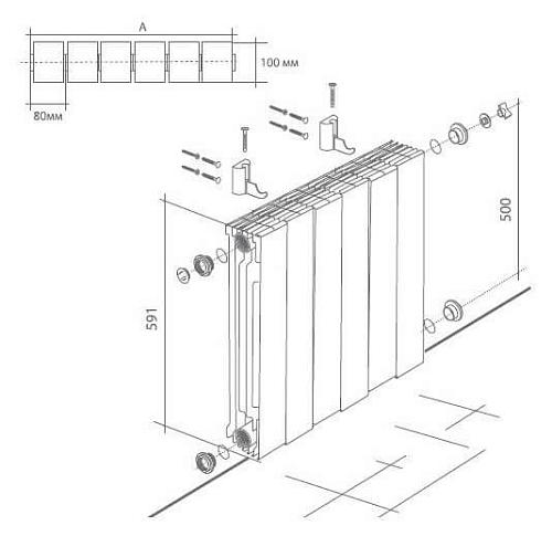 Royal Thermo Piano Forte 500 Silver Satin 4 секции БиМеталлический радиатор