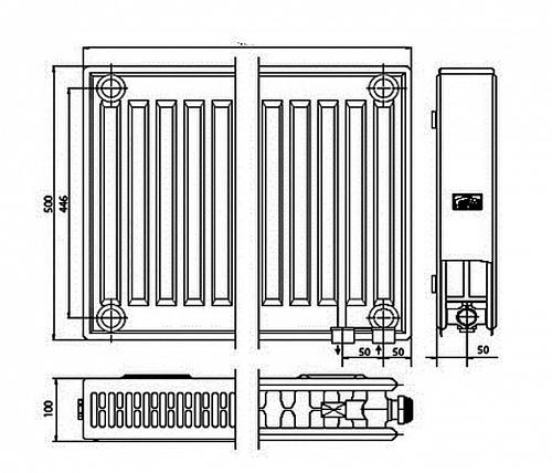 Kermi FTV 22 500x1200 панельный радиатор с нижним подключением