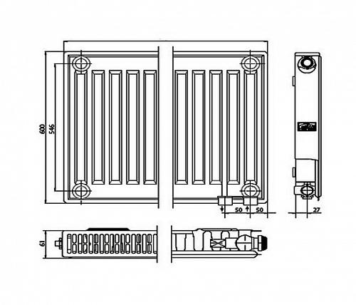 Kermi FTV 11 600x1800 панельный радиатор с нижним подключением
