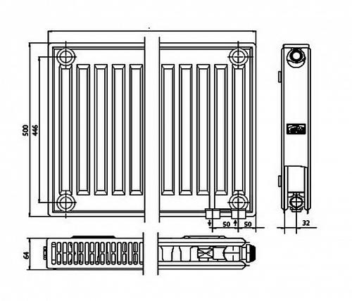 Kermi FTV 12 500x700 панельный радиатор с нижним подключением