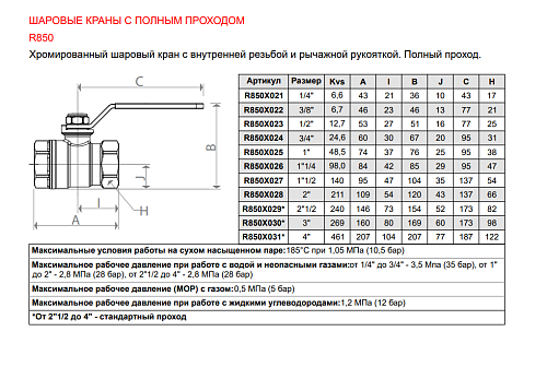 Giacomini 1 1/2" ВР/ВР Кран шаровой хромированный (ручка-рычаг)