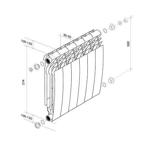 Royal Thermo Biliner 500 Bianco Traffico 10 секции БиМеталлический радиатор