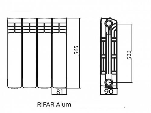 Rifar Alum 500 01 секция алюминиевый секционный радиатор