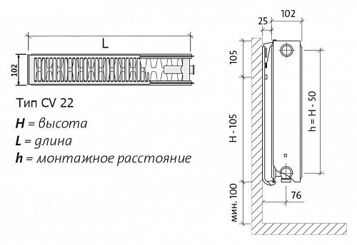 EVRA Ventil Compact CV22 400x1400 стальной панельный радиатор с нижним подключением