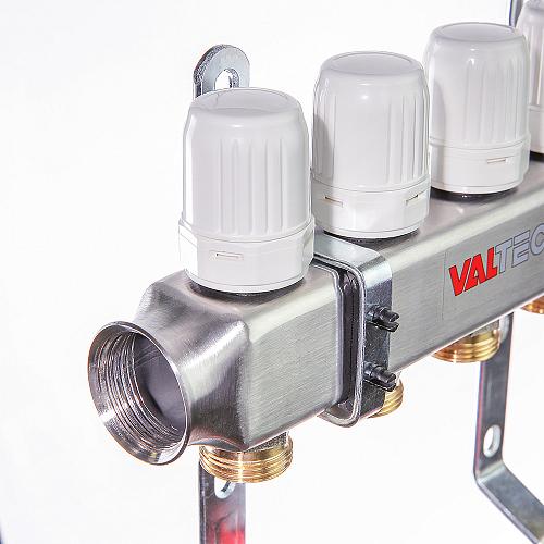 Valtec 1", 7 x 3/4", "евроконус" Коллекторный блок с регулировочными клапанами и расходомерами