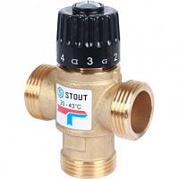 STOUT Термостатический смесительный клапан для систем отопления и ГВС 3/4" НР 20-43°С KV 1,6 м3/ч
