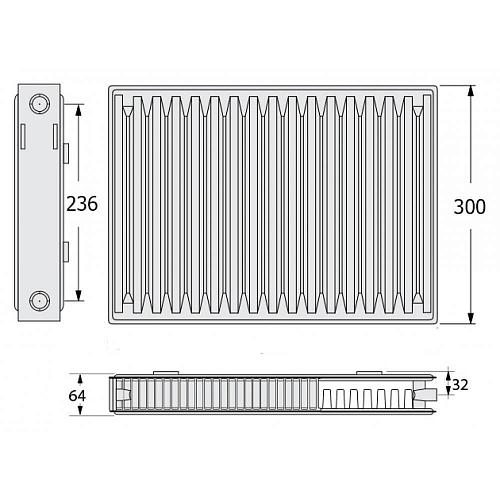 Kermi FKO 12  300x600 панельный радиатор с боковым подключением