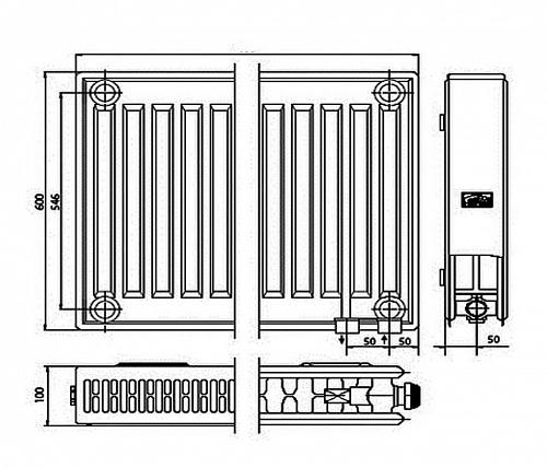 Kermi FTV 22 600x700 панельный радиатор с нижним подключением