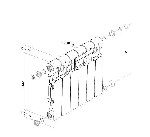 Royal Thermo Revolution 350/ 1 секция Алюминиевый радиатор 