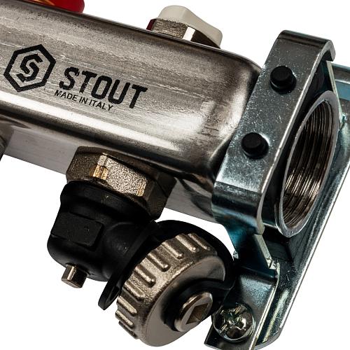 SMS 0927 000010 STOUT Коллектор из нержавеющей стали с расходомерами клапаном вып. воздуха и сливом 10 вых.