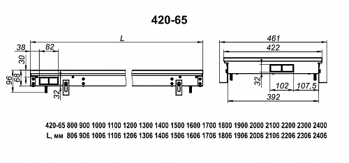 Techno Usual 420-65-1600 KVZ Внутрипольный конвектор с естественной конвекцией