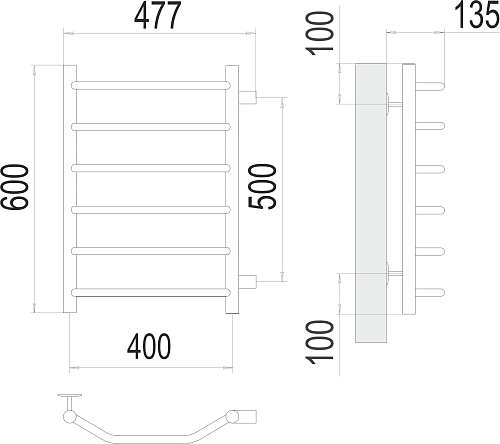 Terminus Виктория П6 400х600 бп500 Водяной полотенцесушитель 