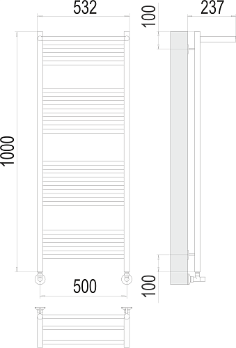 Terminus Аврора с/п П20 500х1000 Водяной полотенцесушитель 