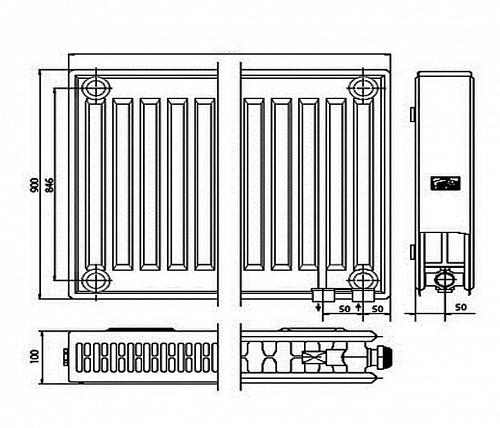 Kermi FTV 22 900x800 панельный радиатор с нижним подключением