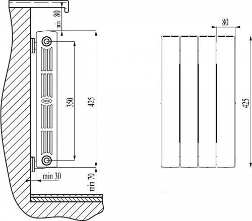 Rifar Supremo 350- 04 секции биметаллический  секционный радиатор