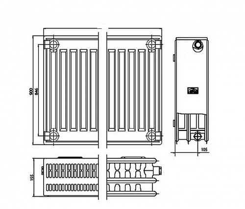 Kermi FKO 33 900х1100 панельный радиатор с боковым подключением