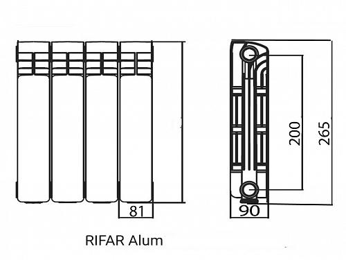 Rifar Alum 200 17 секции алюминиевый секционный радиатор