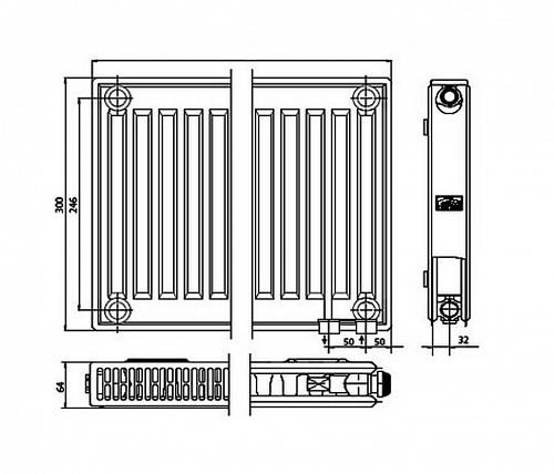 Kermi FTV 12 300x2600 панельный радиатор с нижним подключением