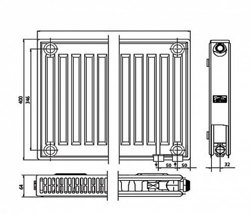 Kermi FTV 12 400x1600 панельный радиатор с нижним подключением
