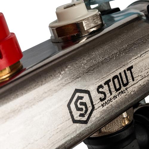 SMS 0927 000010 STOUT Коллектор из нержавеющей стали с расходомерами клапаном вып. воздуха и сливом 10 вых.
