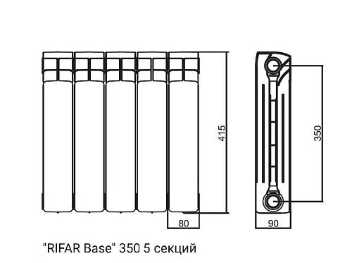 Rifar Base 350 - 19 секций биметаллический секционный радиатор 