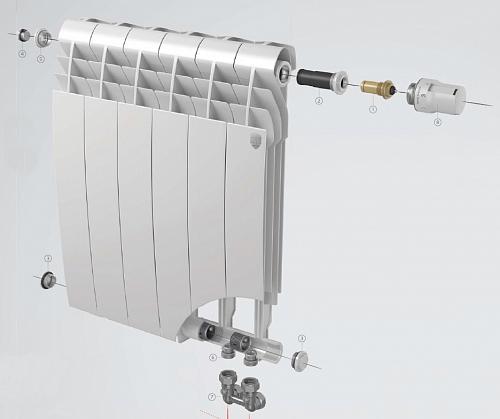 Royal Thermo Biliner 500 V Silver Satin/4 секции Биметаллический радиатор с нижним правым подключением